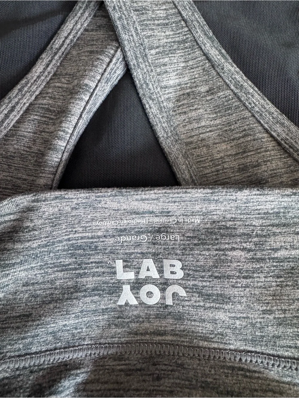 JoyLab High Neck Charcoal Gray Sports Bra with Crossback Straps